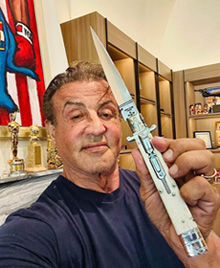 Sylvester Stallone with a switchblade by Lelle Floris